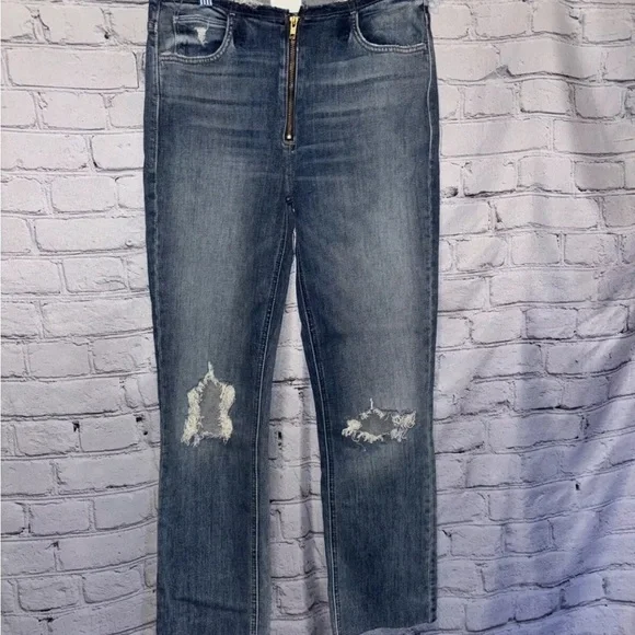 Mother Distressed Jeans Straight Leg Dazzler XYZ Double Fray Helter Skelter 27 - Picture 4 of 10